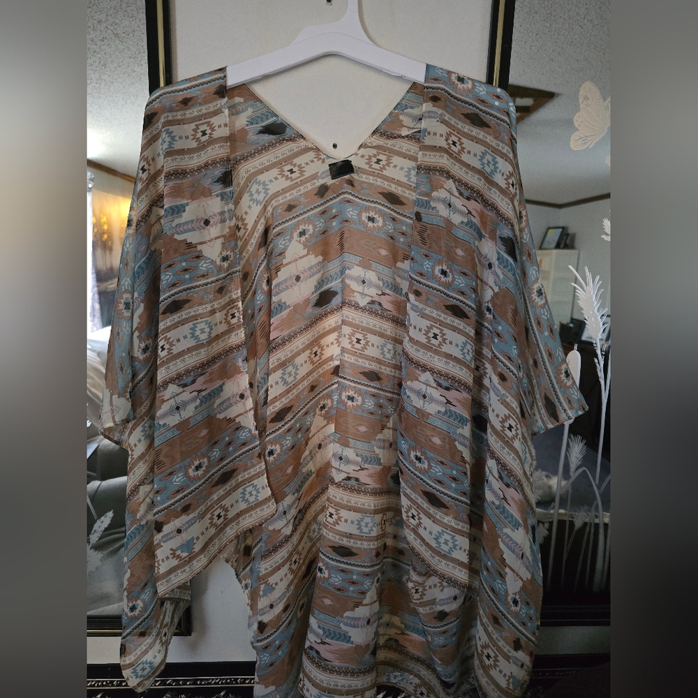 Bohemian Patterned Poncho Top
